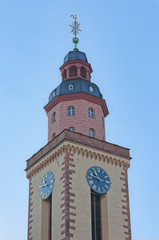 Fototapeta na wymiar Frankfurt Saint Catherine Protestant Church tower aerial view
