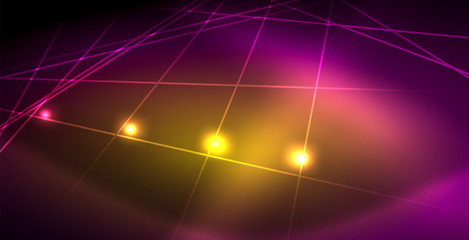 Neon glowing lines, magic energy space light concept, abstract background wallpaper design