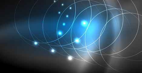 Glowing shiny neon colors with abstract lines, modern background