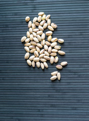 Healthy food  for background image close up pistachios nuts. Texture Nuts on top view mock up pistachio