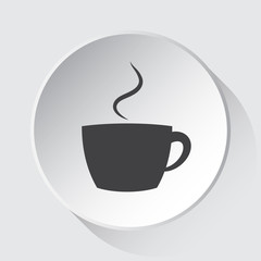 cup with smoke - simple gray icon on white button