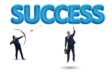 Success concept with businessman on white