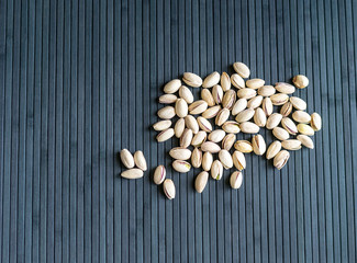 Healthy food  for background image close up pistachios nuts. Texture Nuts on top view mock up pistachio