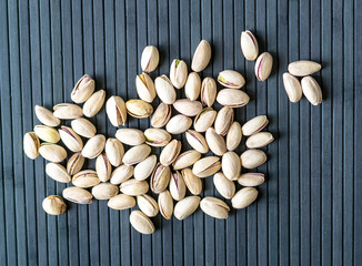 Healthy food  for background image close up pistachios nuts. Texture Nuts on top view mock up pistachio
