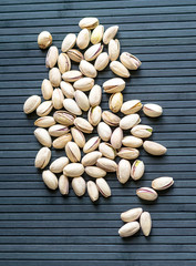 Healthy food  for background image close up pistachios nuts. Texture Nuts on top view mock up pistachio