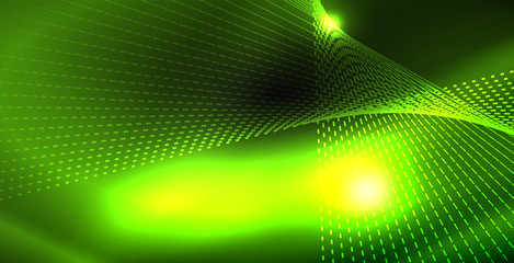 Obraz premium Glossy shiny glowing neon waves