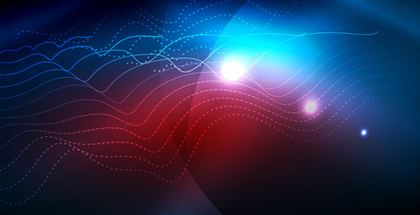 Color neon lights with waves abstract background