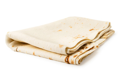 Armenian lavash close-up on a white. Isolated.