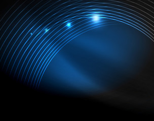 Dark space with neon color glowing lights abstract background