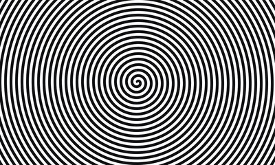 Spiral circle in black color on the white background. Black and white lines swirl.