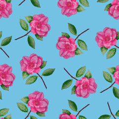 Pattern pink camellias