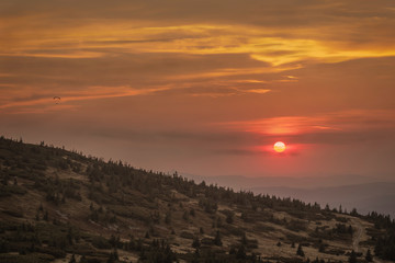 Sunset in the mountains, Krkonose, Czech Republic