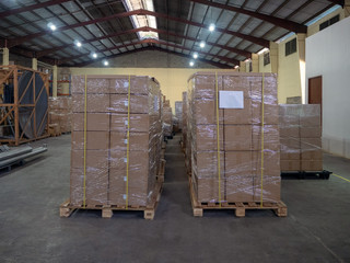Stack of cartons at Logistics warehouse