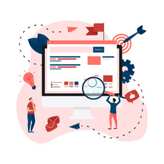 Seo analysis with search and magnifier. Business concept	