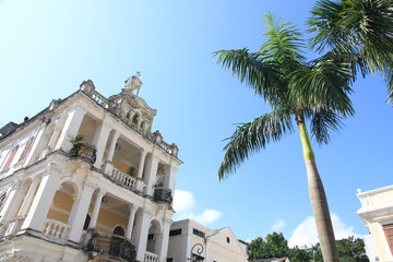 Fototapeta premium Historical Buildings around Tap Seac Square, Macau