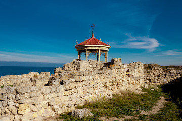 Sebastopol, Crimea, Russia - November 04,2018: Chapel on site of the baptism of St. Prince Vladimir in Tauric Chersonesos