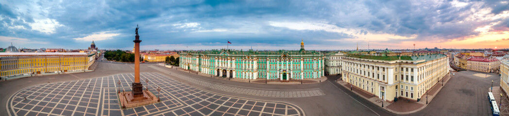 Saint Petersburg. Russia. Panorama of Palace Square. Winter Palace. Hermitage. Alexander Column. Museums of St. Petersburg. Summer St. Petersburg center. Cities of Russia. Trip to Saint Petersburg.