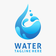 Water drop logo design with splash effect 