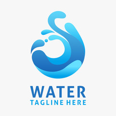 Water drop logo design with splash effect 