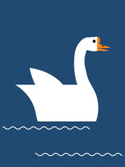 Floating goose on a blue background
