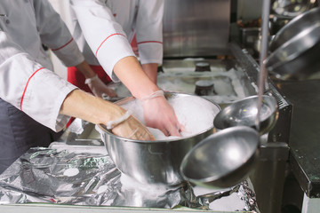 Sanitary day in the restaurant. Repeats wash your workplace. Cooks wash oven, stove and extractor in the Restaurant.