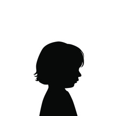 Vector silhouette girl head, profile, black color, isolated on white background