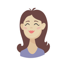 Cute cartoon Emoji character. Flat vector illustration of women's emotional face.