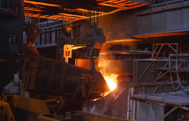 smelting of the metal in the foundry