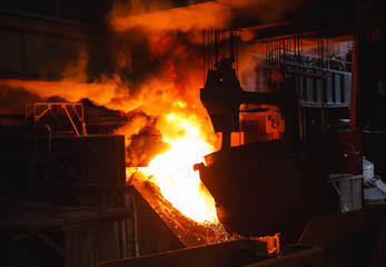 smelting of the metal in the foundry