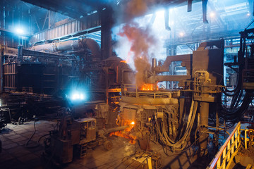 Fototapeta na wymiar Open-hearth workshop of metallurgical plant