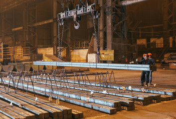 Naklejka premium Warehouse metal blank. Electroplating plant for the metal.