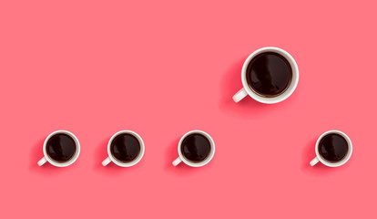 One out unique coffee cup concept overhead view flat lay