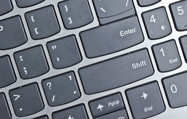 Keyboard with enter shift keys close up