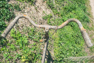 Old Rusty Bike Lay in Grass