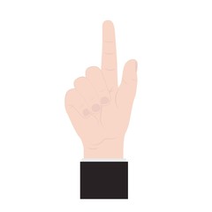 Hand, finger presses the button. Flat style. Vector.