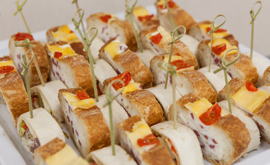 Snack rolls with bread on a platter