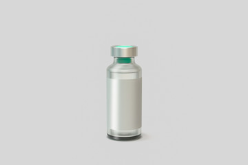 Medical Vial Mock up for injection isolated on soft gray background.3D rendering.