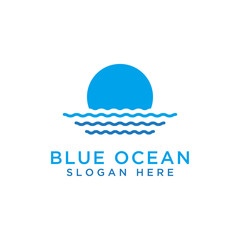 Logo Design of ocean wave icons, blue water - Vector