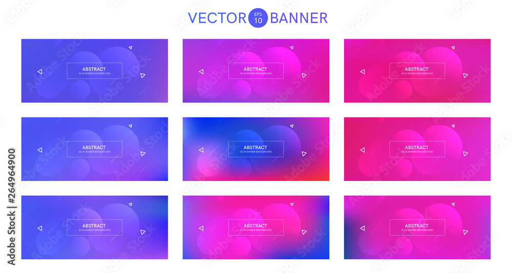 Poster abstract banner with gradient shapes set