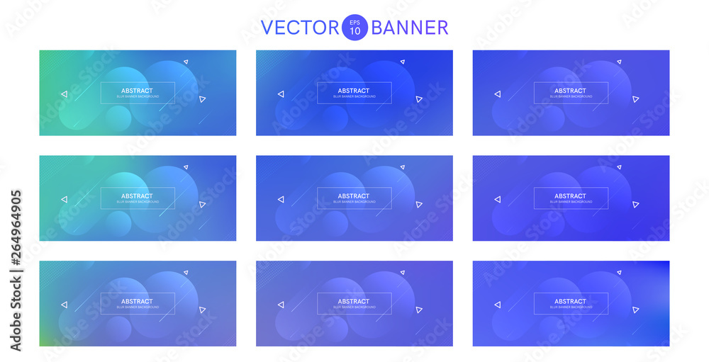 Poster Abstract banner with gradient shapes set