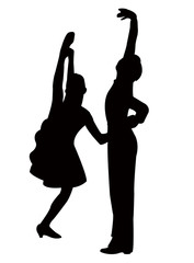 a teenager couple dancing silhouette vector