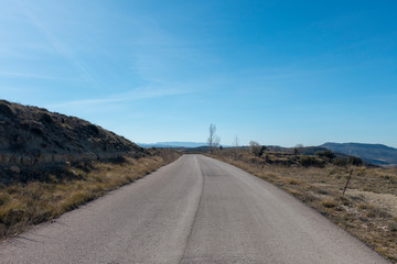 Asphalted road through the mountain in Valencia