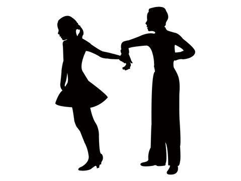 a teenager couple dancing silhouette vector