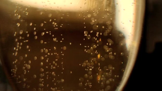 Air bubbles in a champagne glass