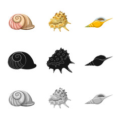 Vector illustration of animal and decoration icon. Collection of animal and ocean vector icon for stock.