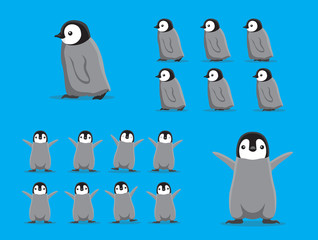 Animal Animation Sequence Cute Baby Penguin Walking Cartoon Vector