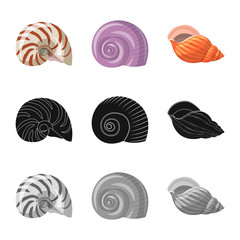 Vector design of animal and decoration symbol. Collection of animal and ocean stock vector illustration.