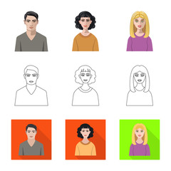 Fototapeta premium Vector illustration of hairstyle and profession symbol. Collection of hairstyle and character stock symbol for web.