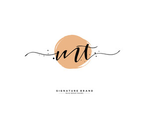M T MT initial logo handwriting  template vector