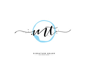 M T MT initial logo handwriting  template vector